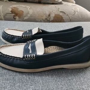 Sperry Navy and White Loafers